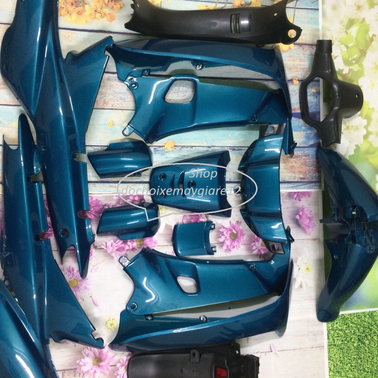 Bộ Vỏ Nhựa - Dàn áo xe wave ZX -WAVE nhỏ  -  alpha 110 ,wave thái  1 bóng đời 1997 - 2005 màu Ngọc Thái - TẶNG KÈM TEM  ,nhựa ABS LOẠI ĐẸP