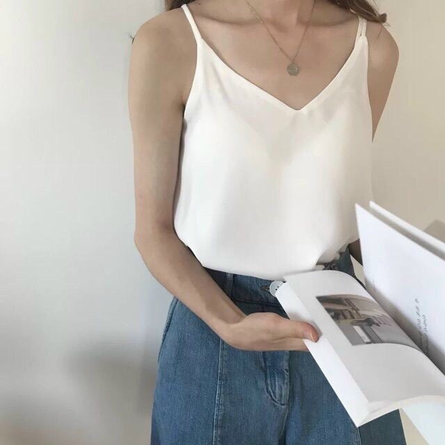 ÁO HAI DÂY VOAN CỔ TIM BASIC