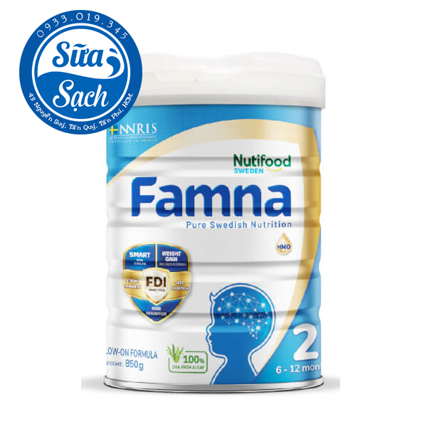 Sữa Bột Nutifood Famna Số 2 Hộp 850GR 400GR 100% Sản Xuất Tại Thụy Điển