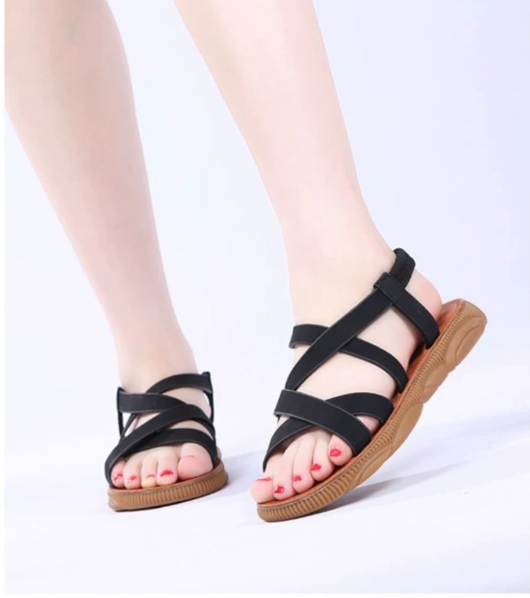 Sandal đế bệt quai chéo - quai da lộn êm chân