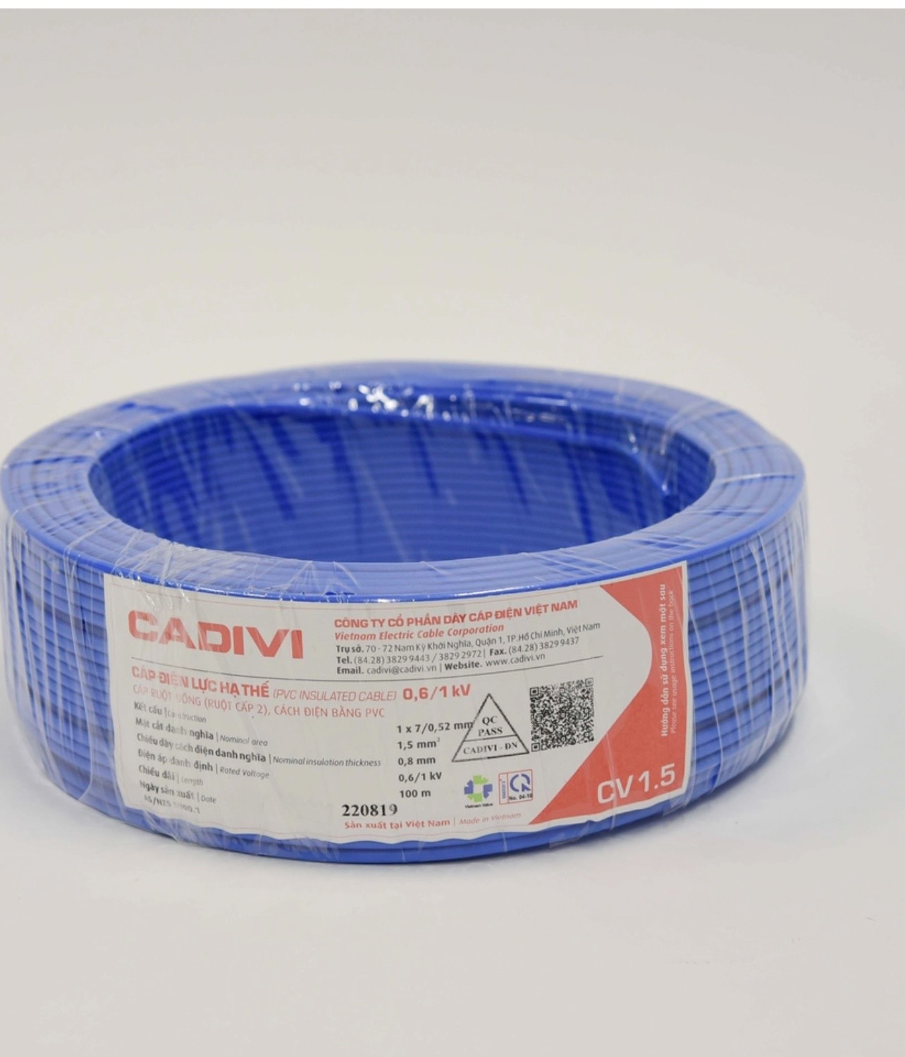 CADIVI Dây điện Cadivi 1.5 đơn 7 sợi Cuộn 100m