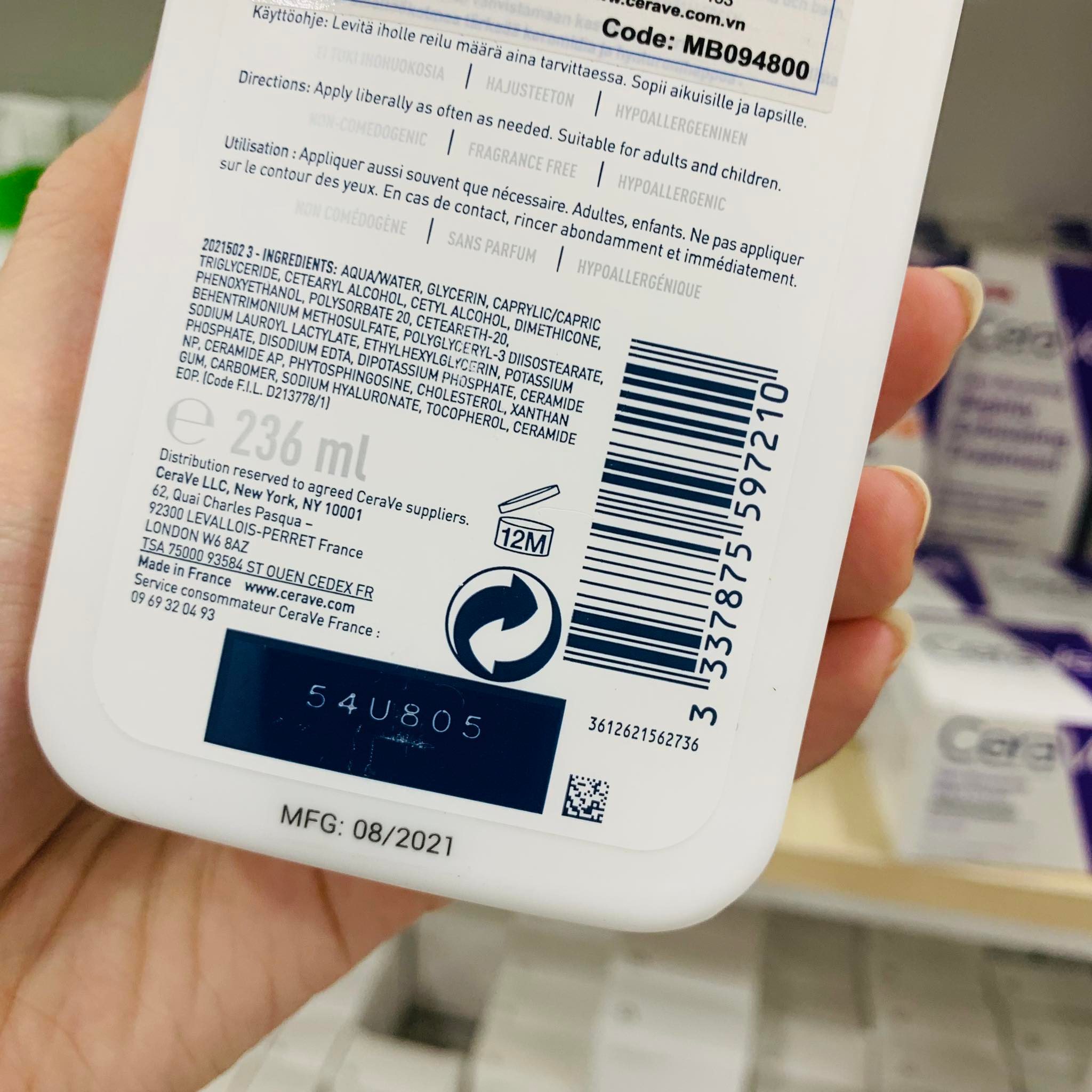 [PHÁP][Saigon Scent] Sữa dưỡng ẩm CRV Moisturising Lotion 236/473mL