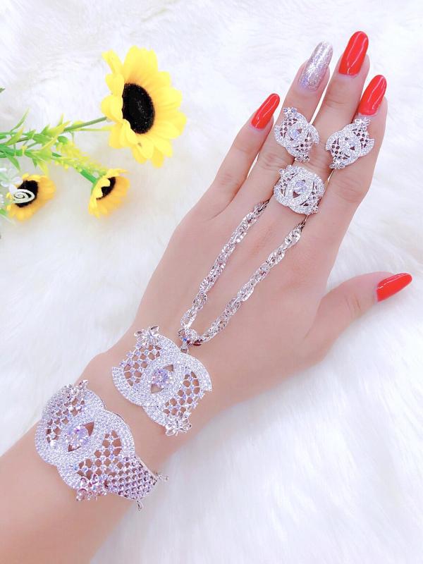 Bộ Trang Sức Cao Cấp Channel - Givishop - B40707108 , Bền Màu, Sáng Như Vàng Thật, Chất Liệu Bạc Thái, Không Đen, Không Ngứa - Thiết Kế Đi Tiệc, nu trang bang bac, ban trang suc bac, mau day bac dep, trang suc bac nu dep, bo trang suc bang bac