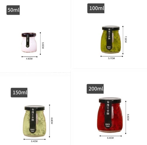 10 Hũ Thủy Tinh Nắp Vặn 100ml  200ml,Đen