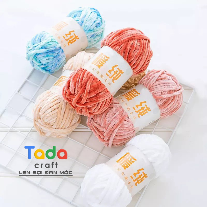 Len Nhung Chenille Sợi Siêu Mềm Mại Cuộn 100gr