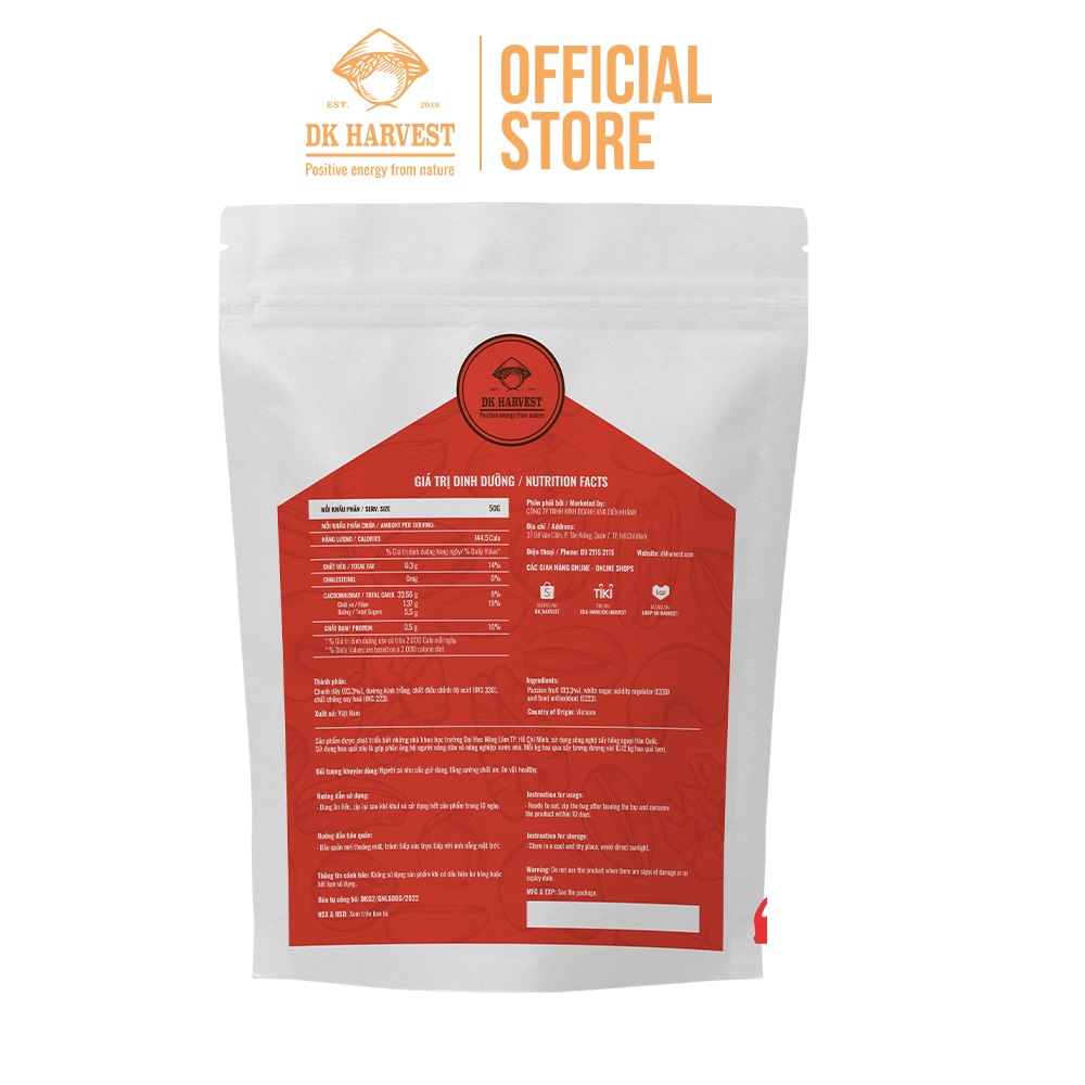 Chanh Dây Sấy Dẻo DK Harvest - Túi 150g