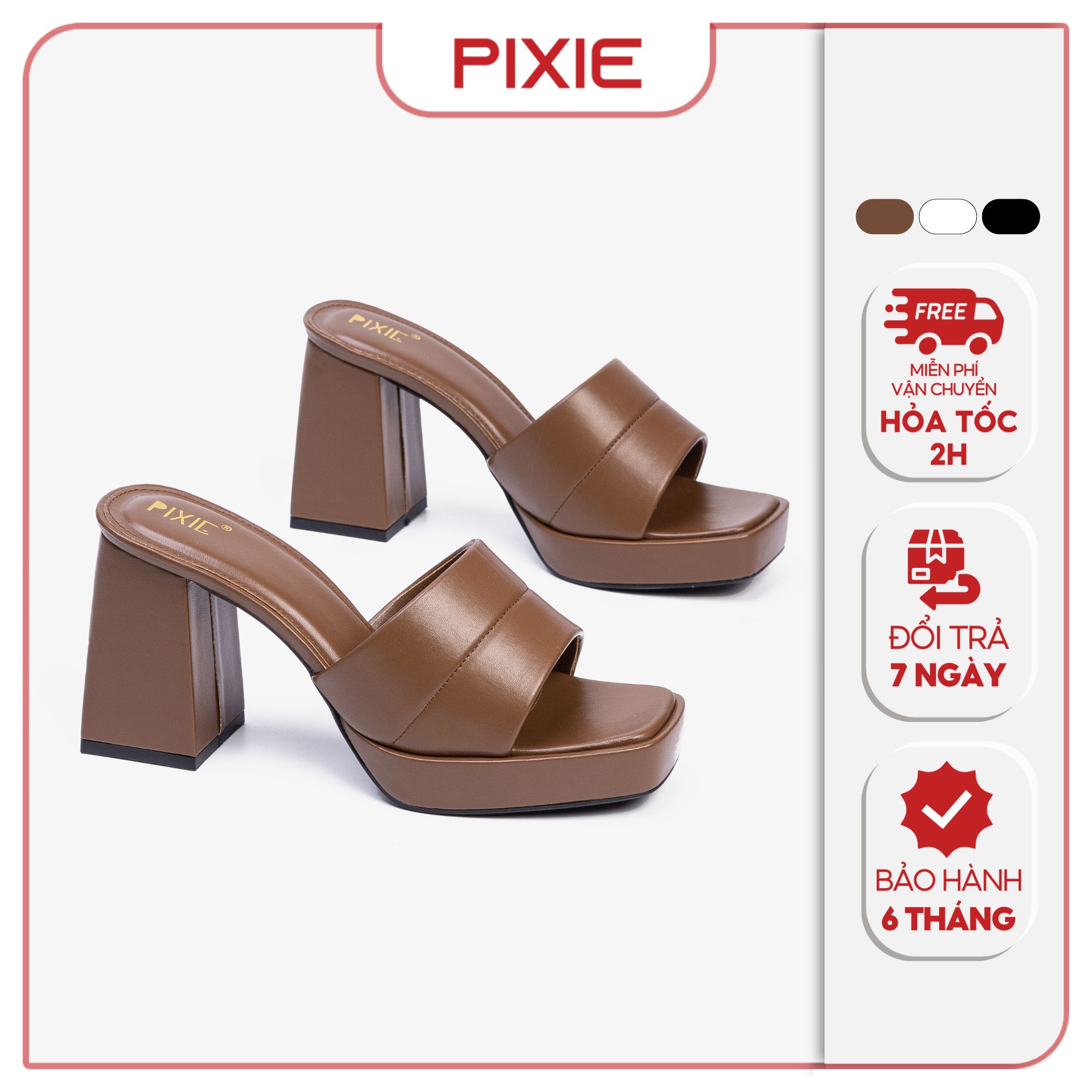 Guốc Cao Gót Đúp 10cm Quai Ngang Pixie H046
