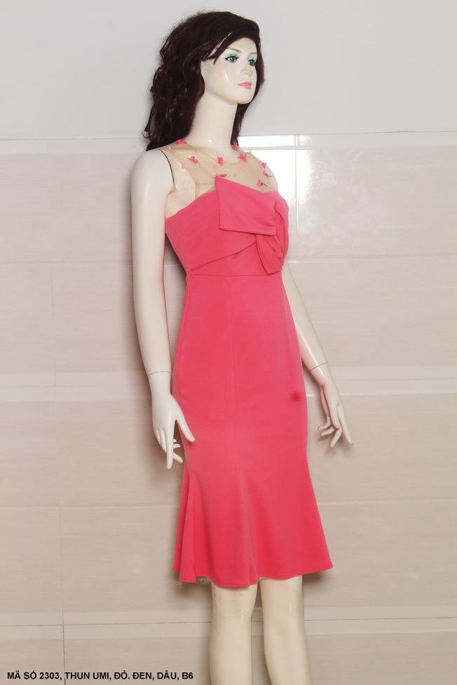 MyDu Shop | Đầm Ôm Cúp Ngực MS 2303 – Phối Lưới Nhẹ Nhàng, Đính Ngọc Trai Tinh Tế