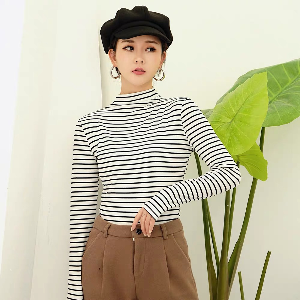 MS322 Áo giữ nhiệt cổ 3p kẻ ngang