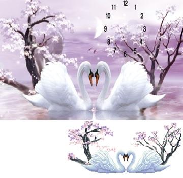 Tranh đính đá Đồng hồ chim công Kt 90*45cm, Tranh đính đá Đồng hồ, Tranh đính đá