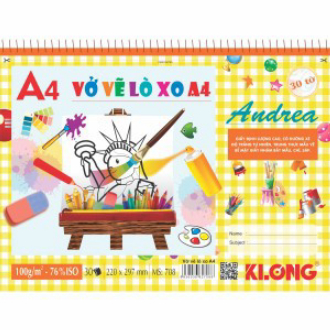 Vở vẽ lò xo xé A4 - 30 tờ; MS: 708