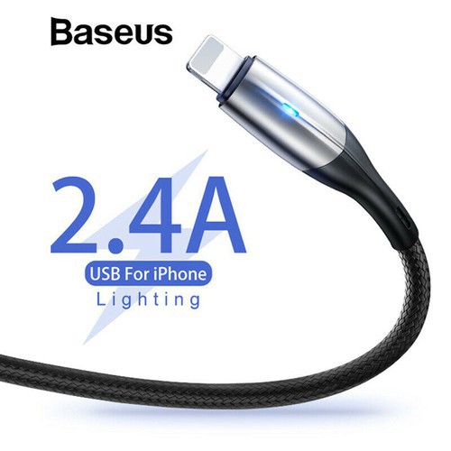 Cáp sạc và truyền dữ liệu tốc độ cao Baseus Horizontal Data Lightning cho iPhone/ iPad có đèn Led, Hàng chính Hãng