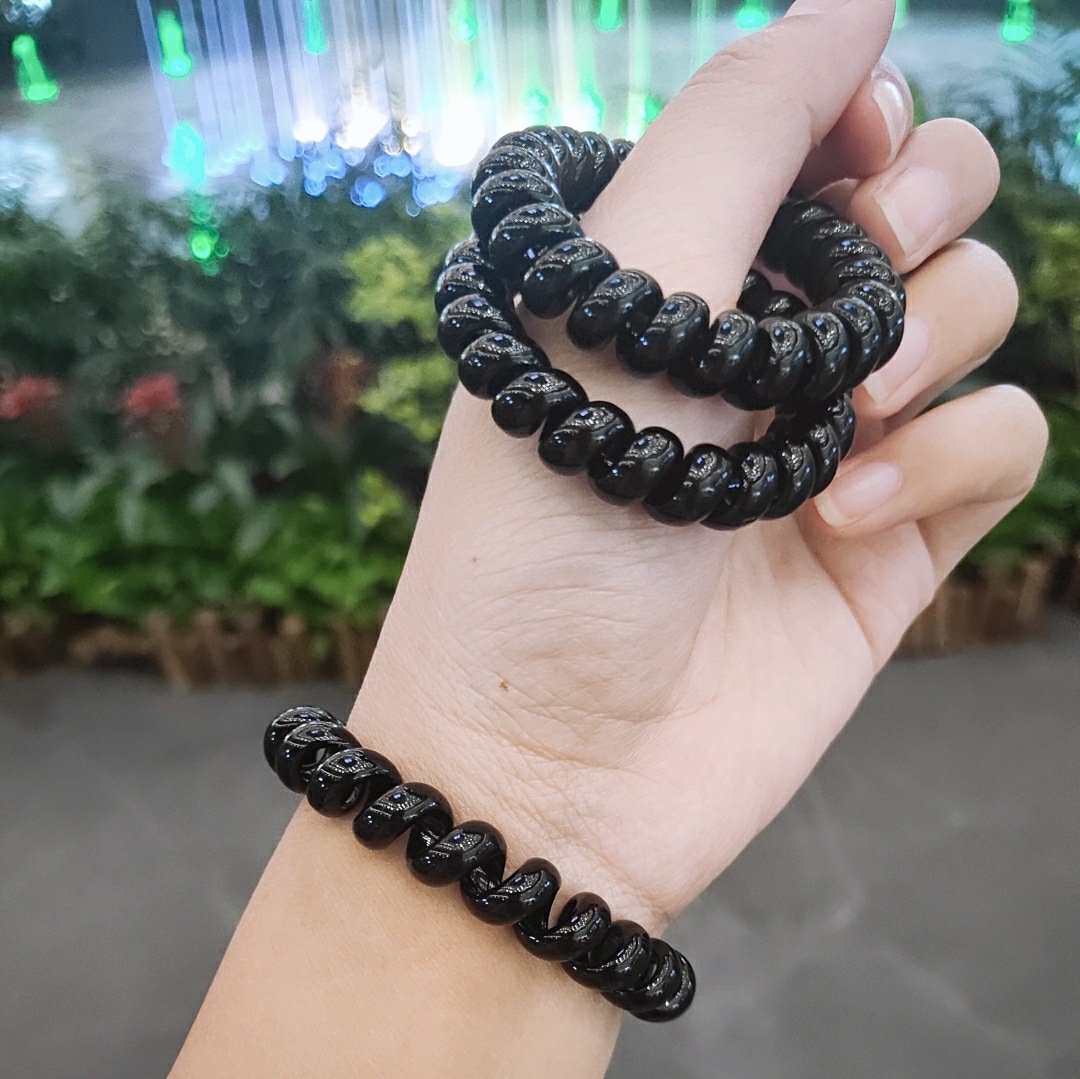 [HCM]5 dây cột tóc lò xo đen vừa đeo tay vừa cột tóc cho bạn gái