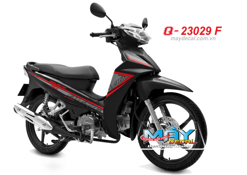 Tem rời wave blade 110 sọc dán xe đen nhám