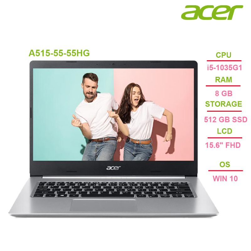Laptop Acer Aspire 5 A515-55-55HG i5-1035G1 | 8GB | 512GB | Intel UHD Graphics | 15.6 FHD | Win 10 - Chính hãng