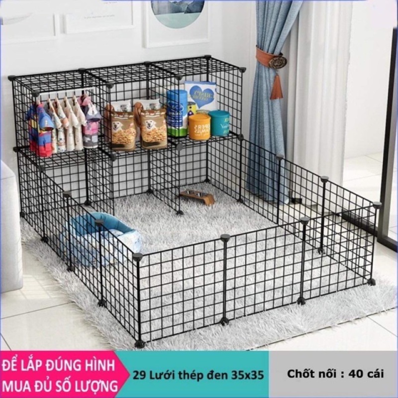 Chuồng Thú Cưng Lắp Ghép, Quây Chuồng Thú, Hàng Rào Cho Thú Cưng (TẶNG KÈM 2 CHỐT NỐI, Kích Thước 45x35cm)