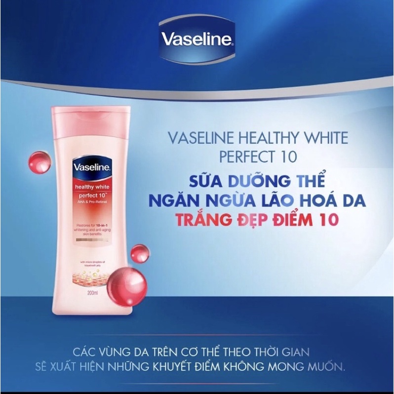 Sữa dưỡng thể Vaseline dưỡng trắng 10in1 200ml