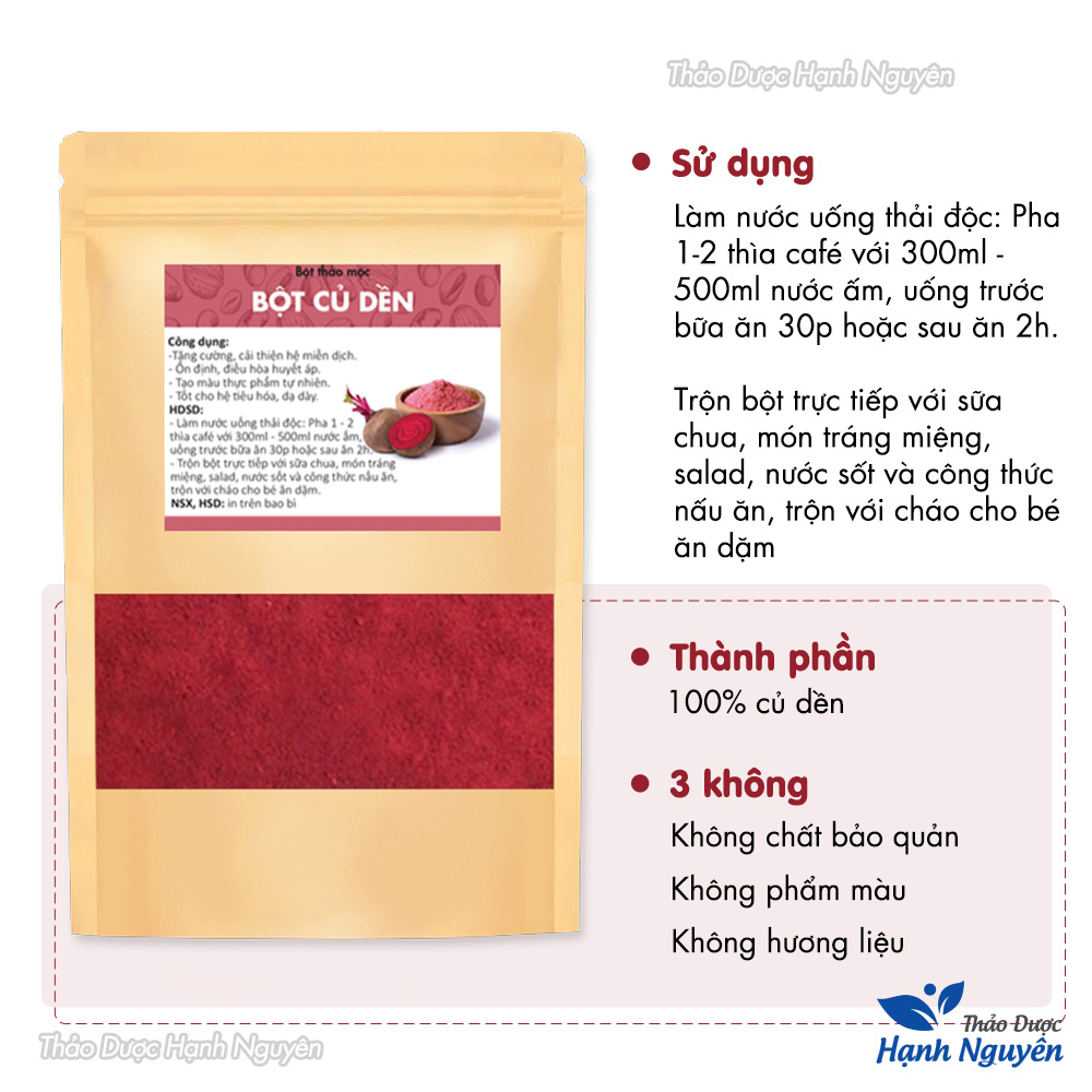 Bột củ dền nguyên chất 100g, củ dền đỏ sấy lạnh, bột rau củ ăn dặm, pha uống, tạo màu tự nhiên