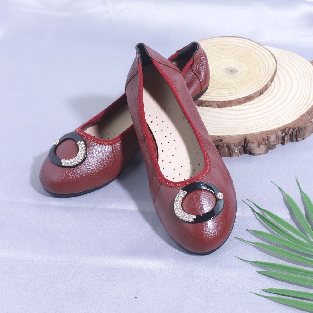 Giày Búp Bê Da Thật Găn Khóa 4173