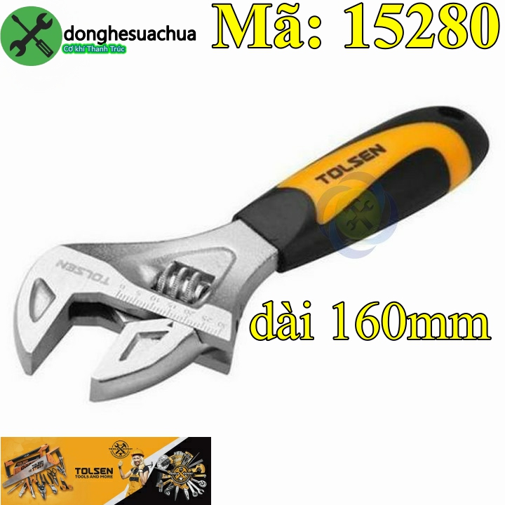 Mỏ lết mini Tolsen 15280 cán bọc nhựa chiều dài 165mm
