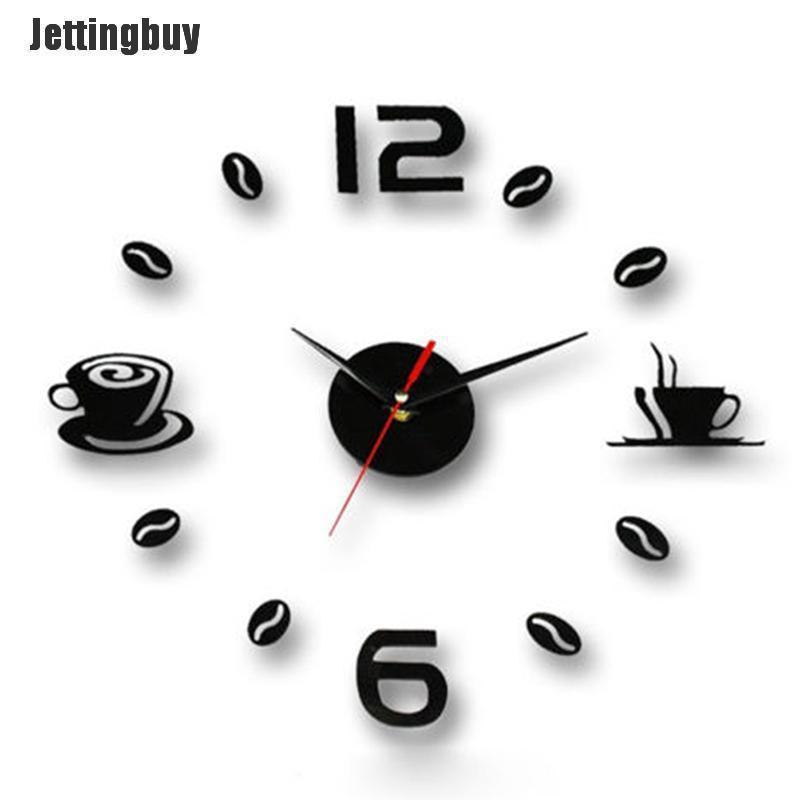 Jettingbuy Modern Art Diy Wall Clock 3d Self Adhesive Sticker Design Home Office Room Decor Black