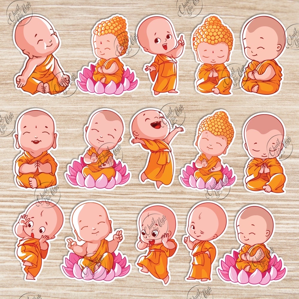 Bộ sticker 15 Chú Tiểu siêu dễ thương hình dán trang trí điện thoại laptop nón bảo hiểm chất liệu chống thấm nước NT 50