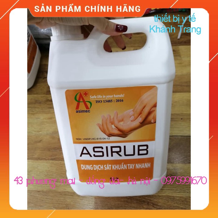 (Gía Sỉ ) Dung dịch sát khuẩn tay nhanh Asirub can 5 lít (dùng trong bệnh viện)
