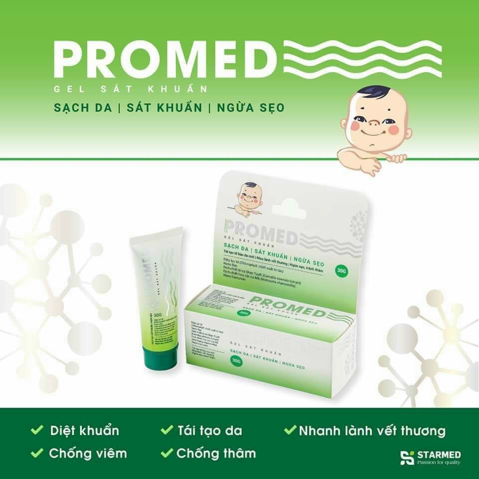 Kem bôi, Gel bôi Promed kháng diệt khuẩn, muỗi đốt, thuỷ đậu, tay chân miệng, ngừa sẹo cho bé