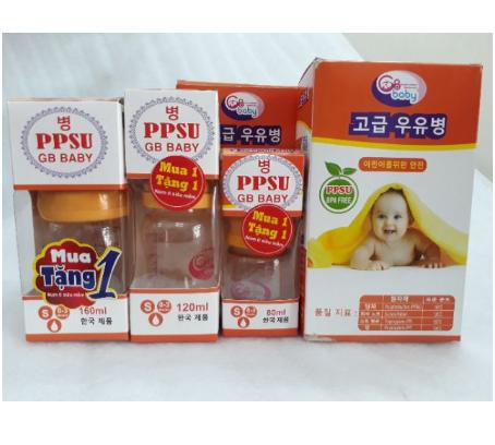 BÌNH SỮA PPSU GB BABY CỔ HẸP 80ml/120ml/270ml ( tặng kèm 1 núm ti silicon )