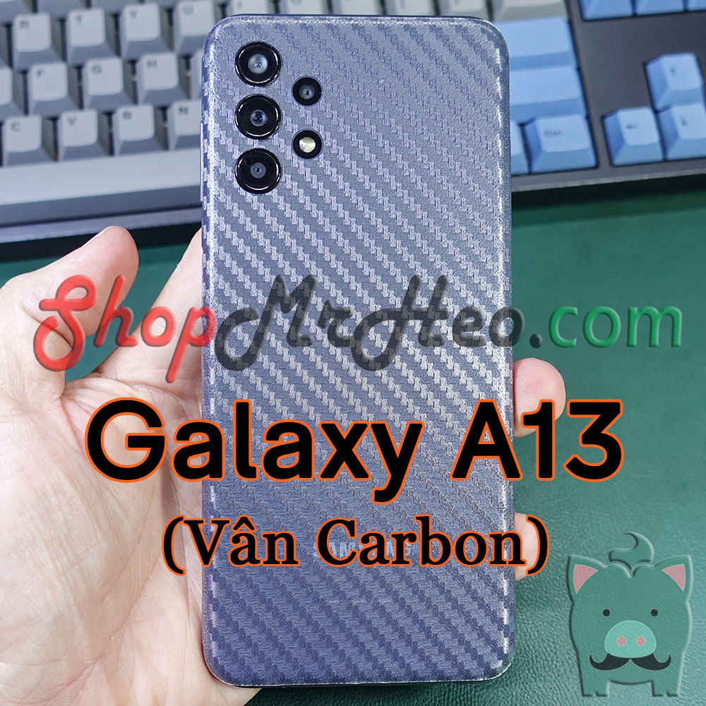 Skin Dán Mặt Sau Lưng Vân 3D Samsung Galaxy A13 (Carbon, Hình Hộp, Nhám, Vân Da)