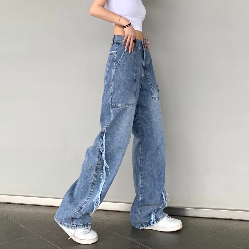 Quần jeans nữ dáng thung quần jeans cạp cao phong cách Ulzzang_j26