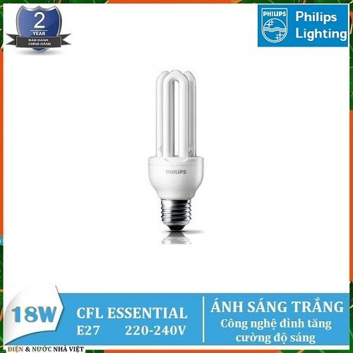 BÓNG ĐÈN PHILIPS ESSENTIAL 8W / 18W / 23W E27  HUỲNH QUANG COMPACT (TIẾT KIỆM ĐIỆN - ÁNH SÁNG TRẮNG & VÀNG)