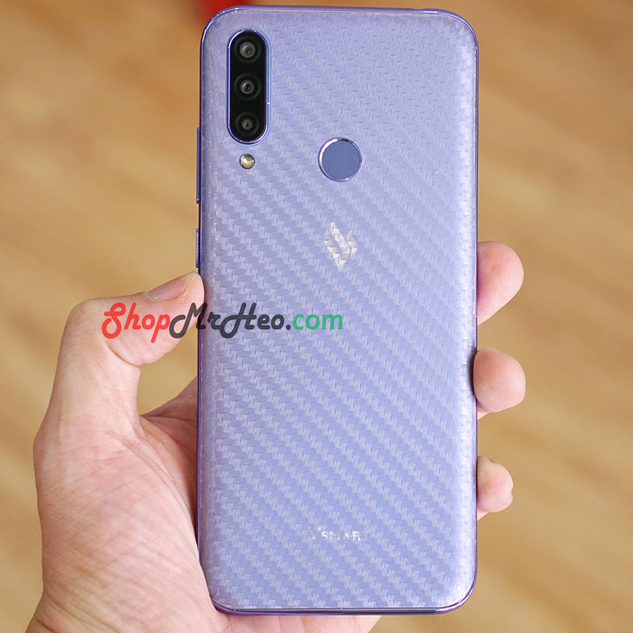 [HCM]Bộ 3 SKin Dán Mặt Sau Lưng Vân 3D Vsmart Joy 3 - Star 3 - Carbon Hình Hộp Nhám