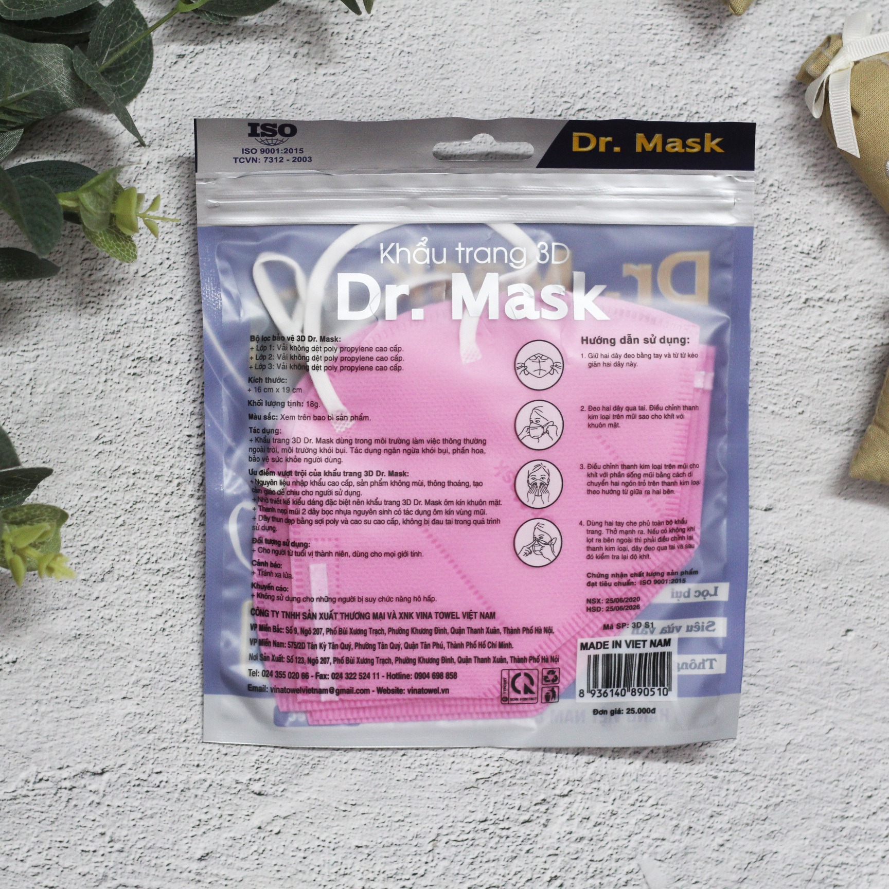 Khẩu trang y tế 3D DR.MASK 3 lớp - gói 5 chiếc