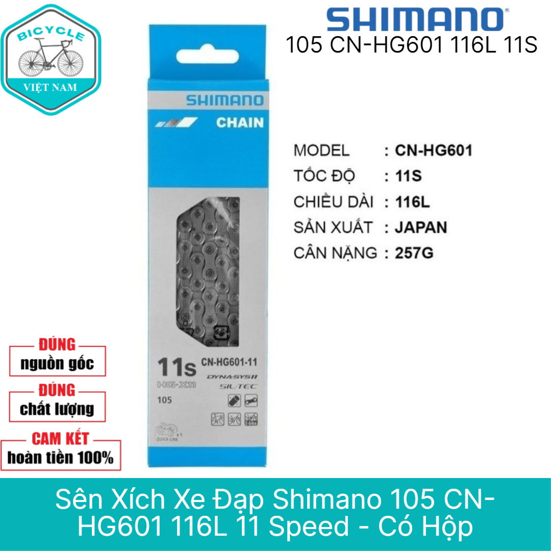 Xích sên xe đạp shimano 105 cn-hg601 11 speed - có hộp chính hãng