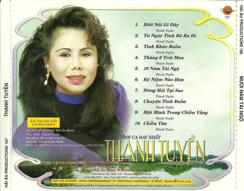 Bộ 6 đĩa Cd nhạc tiếng hát Thanh Tuyền 2