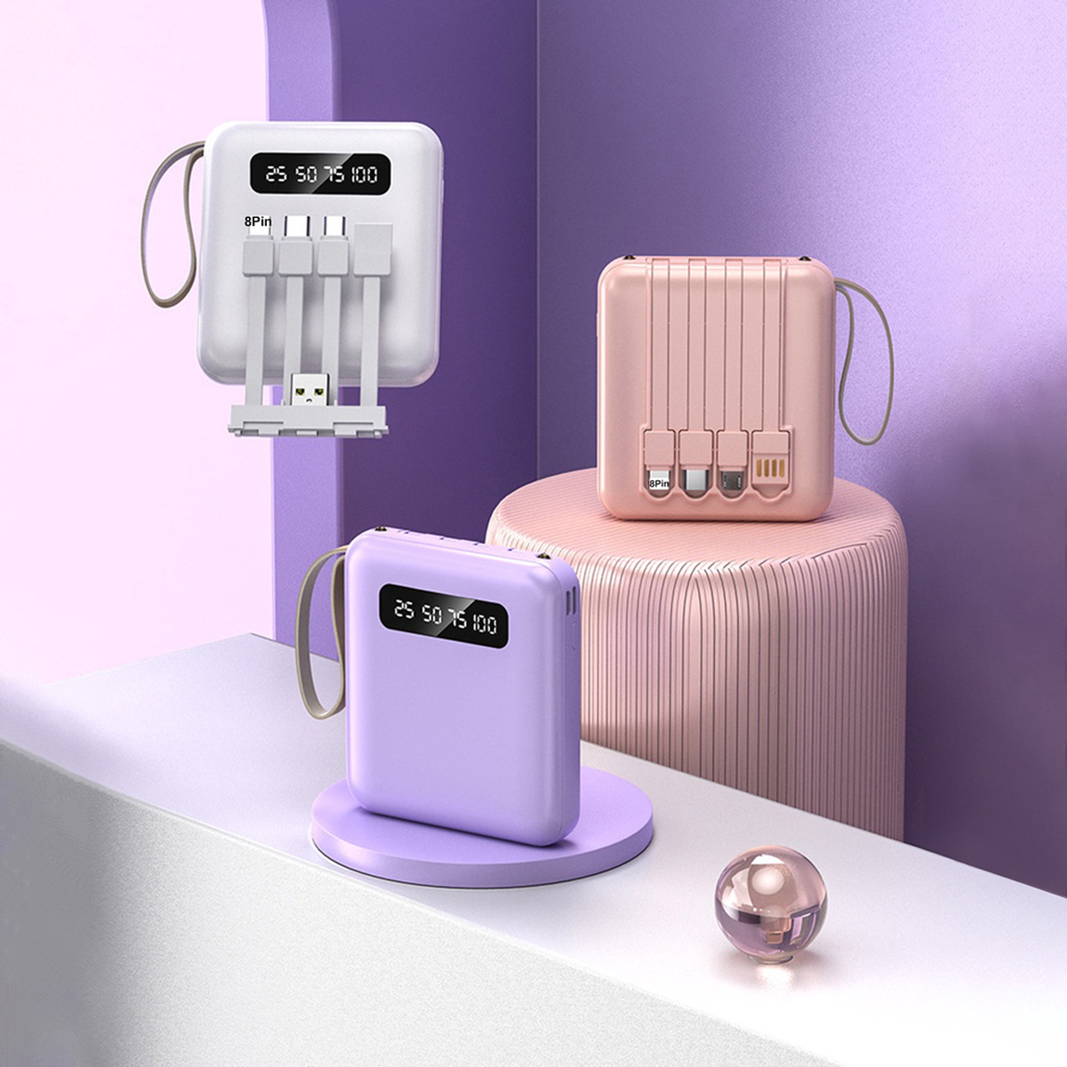 [ GIA DỤNG THÔNG MINH ] Sạc dự phòng nhanh 4 cáp cổng sạc cùng lúc 10000mAh nhỏ gọn di động tích hợp nhiều thiết bị sạc hiển thị led dung lượng pin - sạc dự phòng 20000mah có sạc nhanh