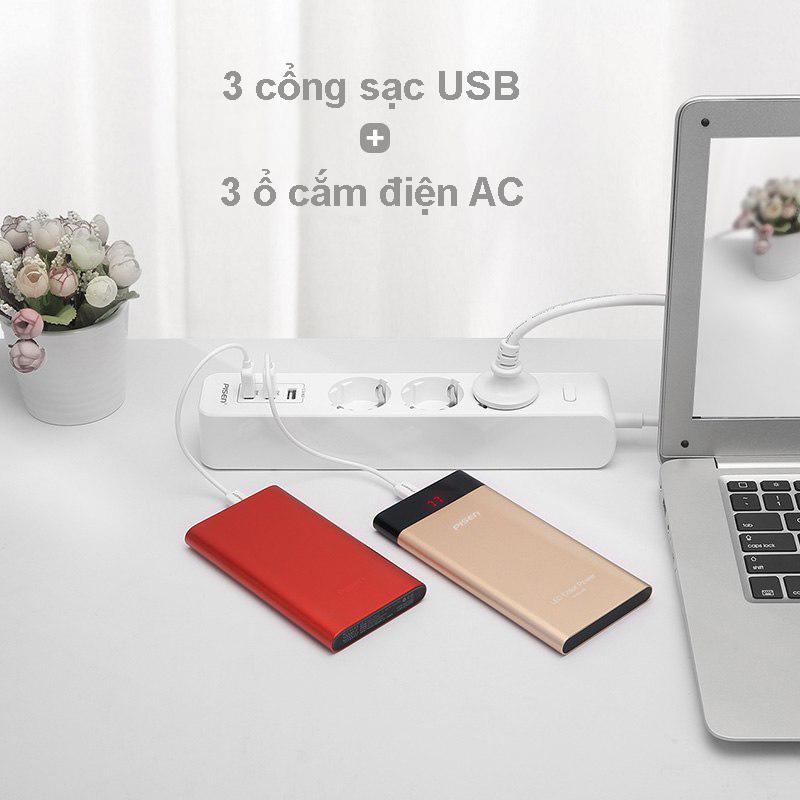 Ổ cắm điện Pisen 303-EP ( 3xAC, 3x USB )