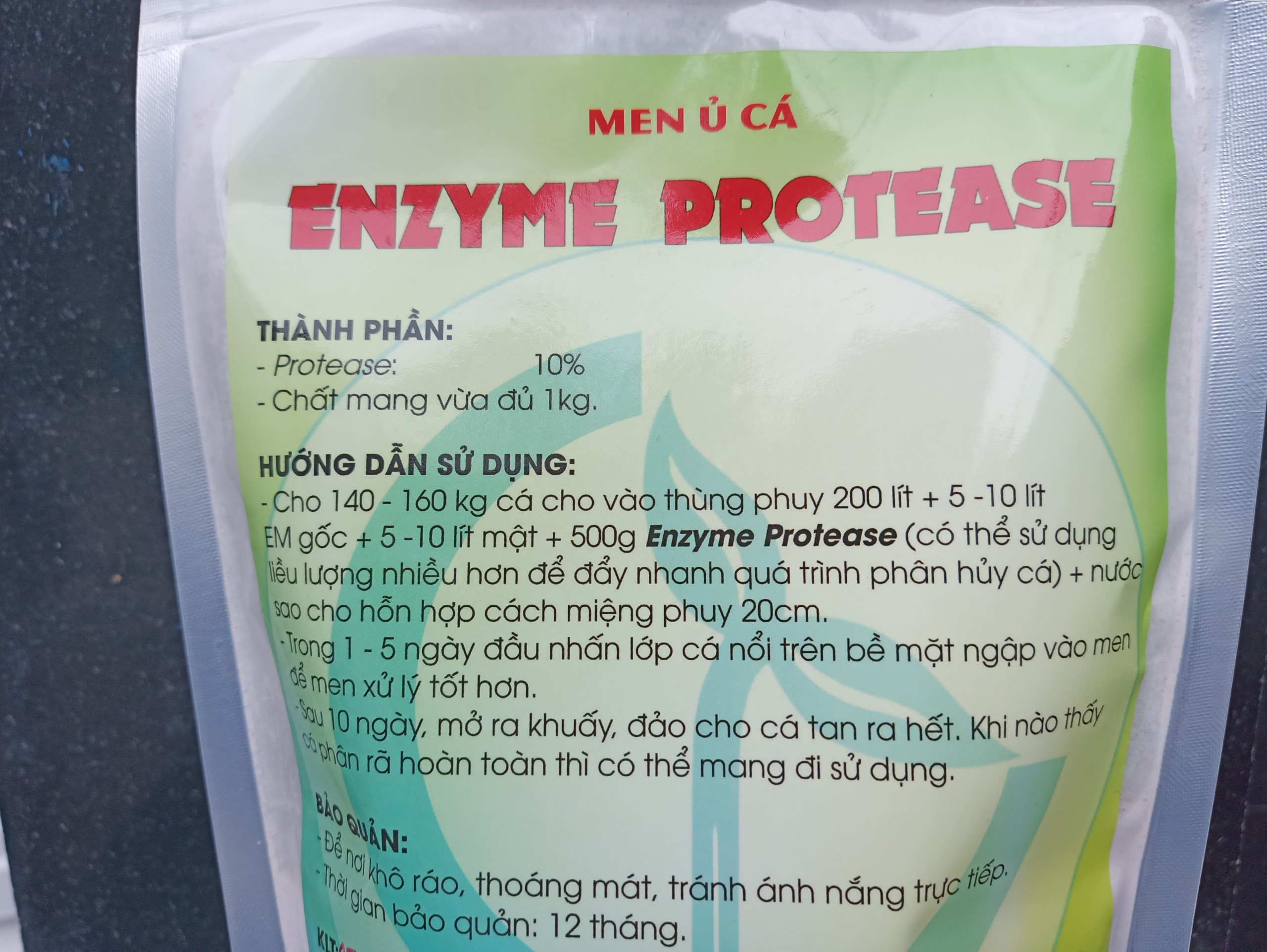 Men Ủ Phân Cá Protease - Giảm Mùi Hôi Khi Ủ Cá (Gói 500g)
