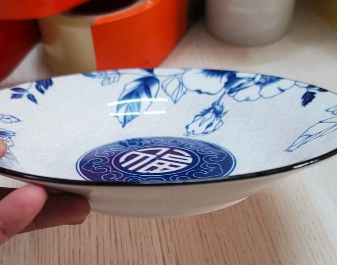 DĨA TRÒN SÂU GỐM SỨ HỌA TIẾT CHỮ PHÚC – SIZE CỠ 8,9