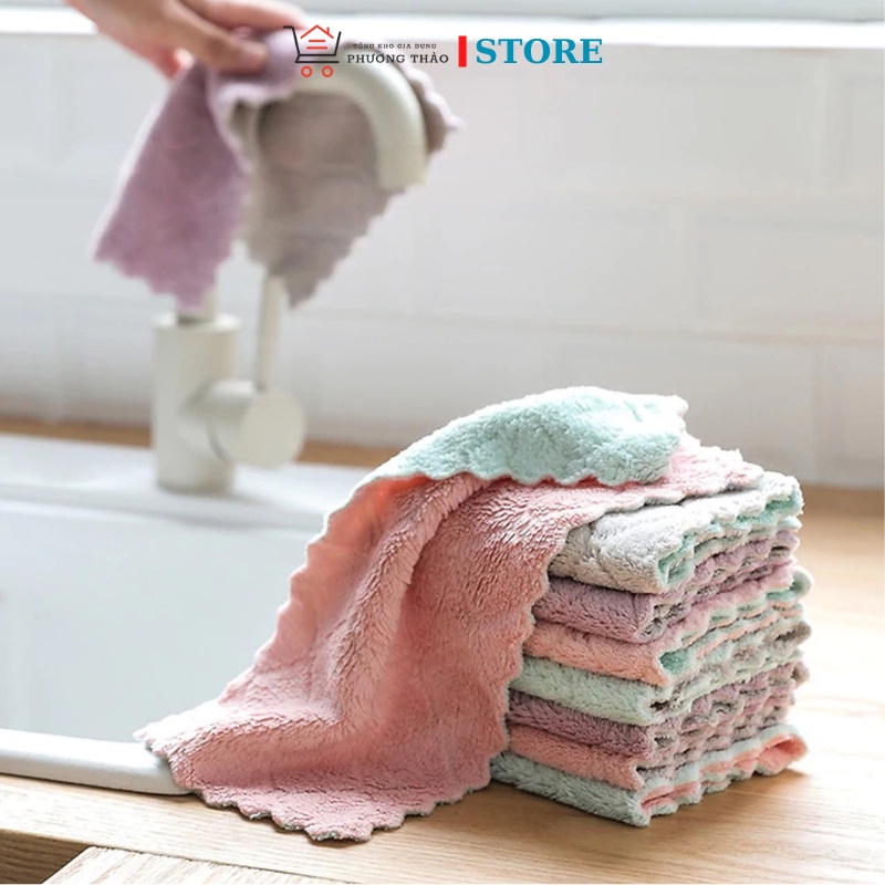 [RẺ VÔ ĐỊCH] SÉT KHĂN LAU CHÙI 2 MẶT SIÊU THẤM HÚT ĐA NĂNG