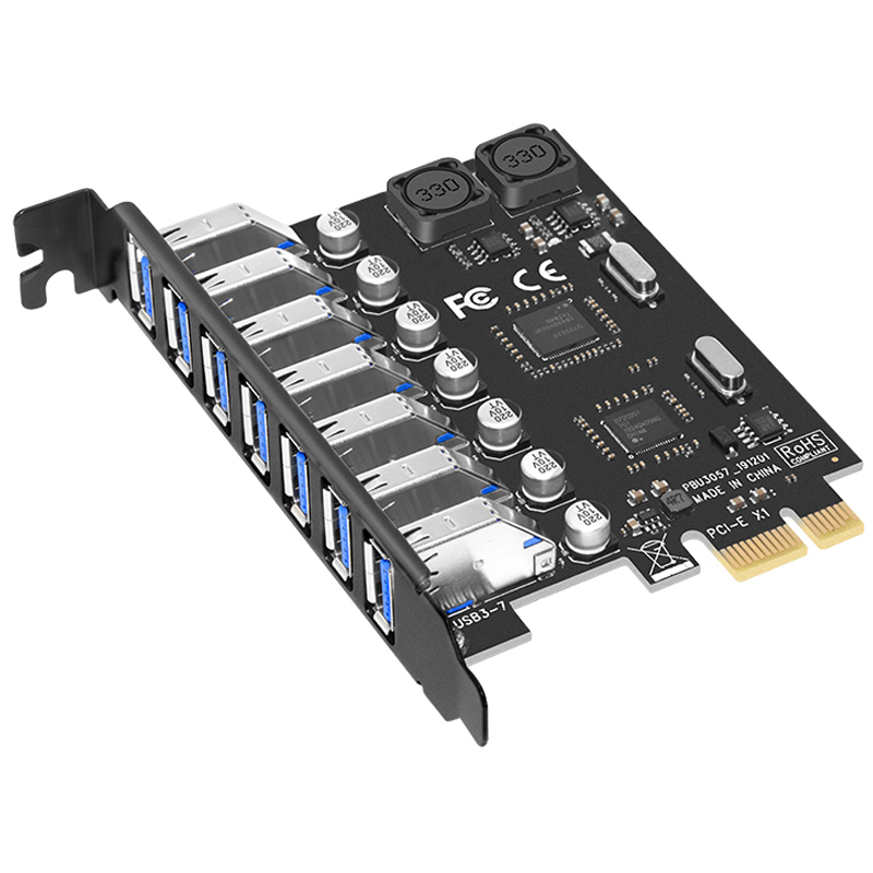 Usb 3.0 pci-e expansion card adapter 7 ports hub adapter external controller pci-e extender pci express card for desktop