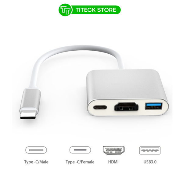 Cáp chuyển USB Type C to HDMI 4K + USB 3.0 + USB C