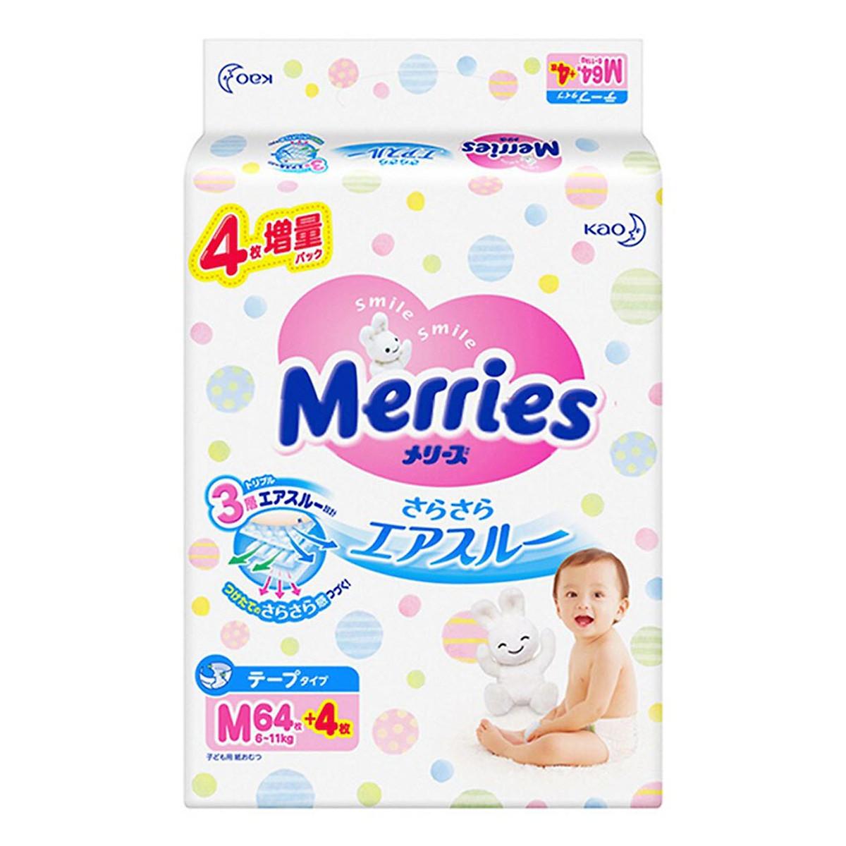 Tã Quần Merries M58, L44, XL38 CỘNG 6 MIẾNG