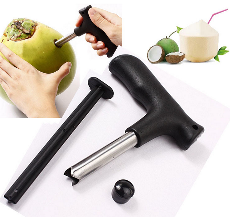 Dụng Cụ Khui Dừa Lấy Nước Bằng Tay - Cây Đục Lỗ Quả Dừa Siêu Nhanh - Inox Loại 1 (đen)
