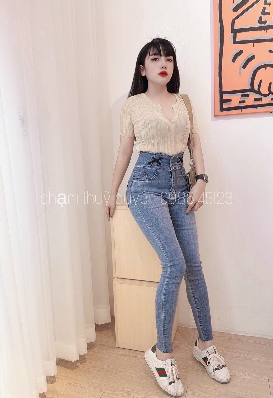 Quần jaen nữ lưng cao thời trang cao câp hot trend gonshop89 nnm0013
