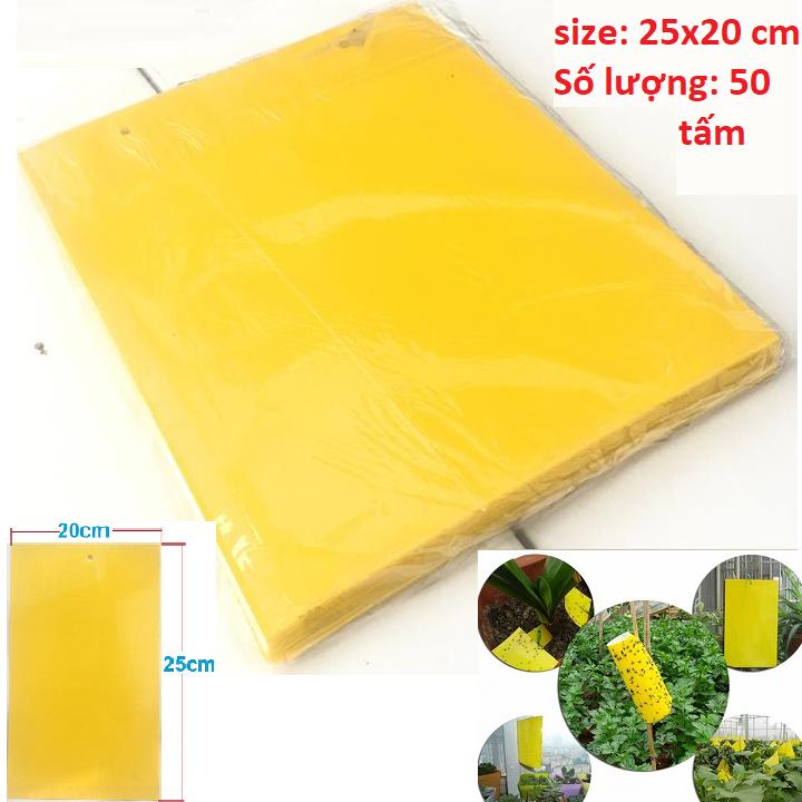 Set 50 miếng dán bẫy côn trùng, ruồi vàng kích thước 20cmx25cm
