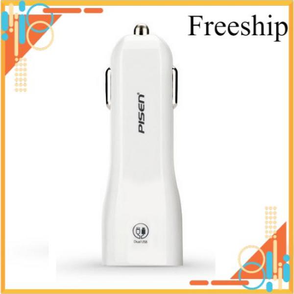 [Freeship Max] Sạc ô tô 2 cổng Pisen 2.4A Dual USB công nghệ sạc nhanh thông minh Smart Charge (Trắng) 1000000071 Hot
