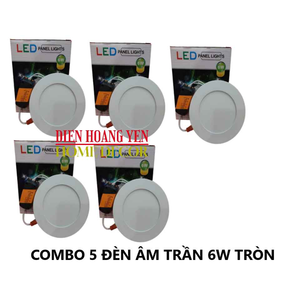 Bộ 05 đèn LED âm trần siêu mỏng 6w khoét lỗ 100mm