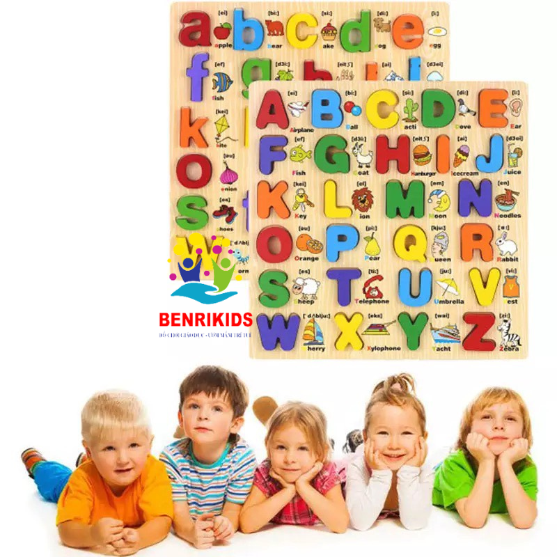 Đồ jigsaw Wood letters benrikids help baby learn English